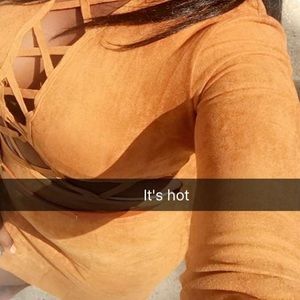 Sexy brown suede cut dress